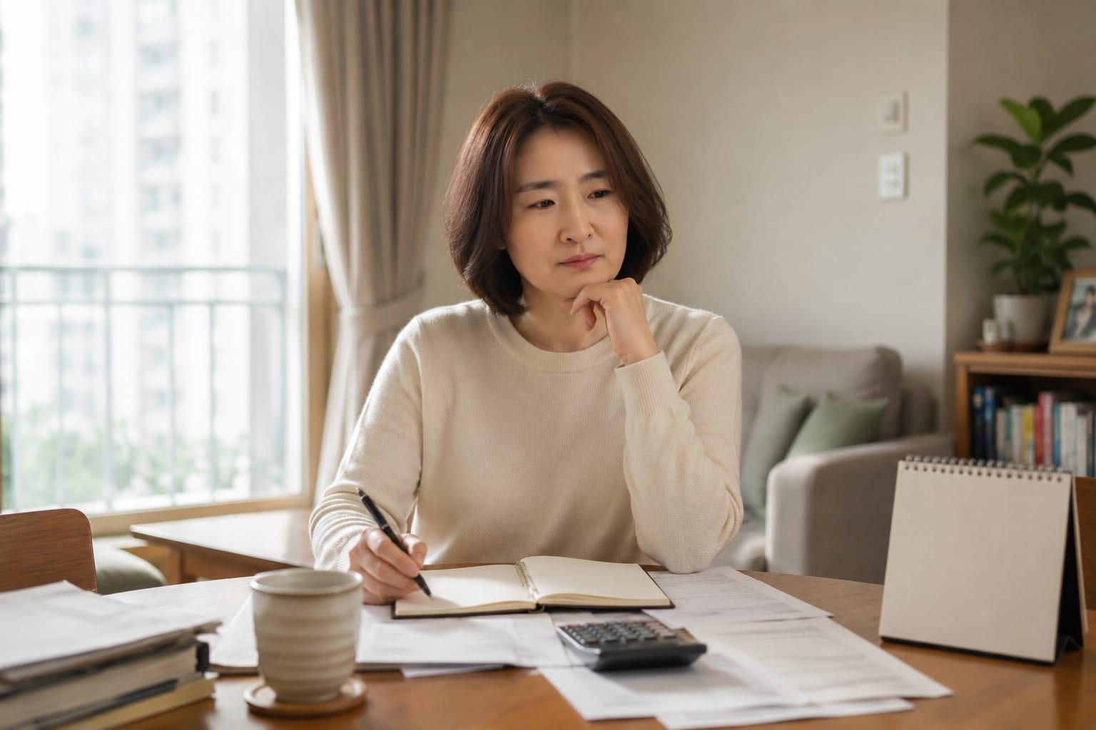 사무실 책상에서 문서와 노트를 정리하며 자기서사를 생각하는 이연경 대표